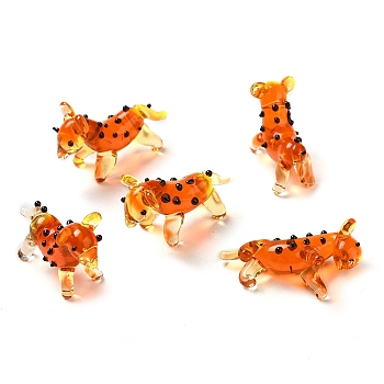 HHandmade Bumpy Lampwork Home Decorations, 3D Horse Ornaments for Gift, Orange, 29.5x10.5~11x19~20mm
