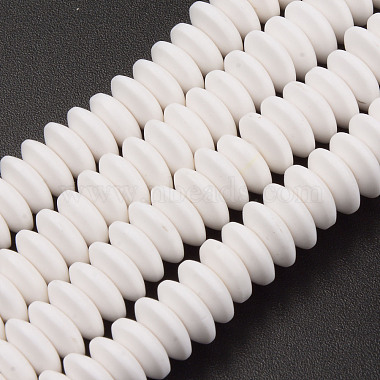 Creamy White Flat Round Polymer Clay Beads