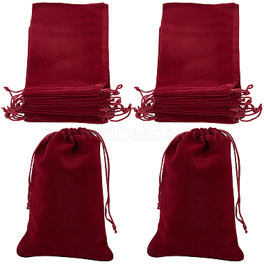 Dark Red Rectangle Velvet Bags