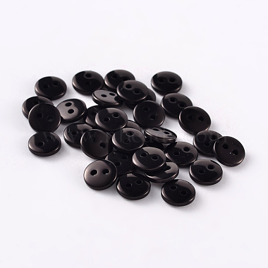 18L(11.5mm) Black Flat Round Resin 2-Hole Button