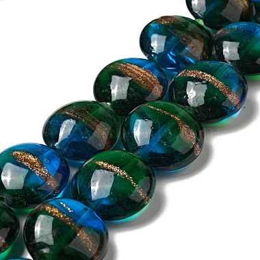 Dodger Blue Flat Round Lampwork Beads