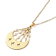 201 Stainless Steel Moon with Star Pendant Necklace with Cable Chains(NJEW-Q317-06G)-2