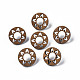 Donut with Flower Walnut Wood Stud Earrings with 316 Stainless Steel Pin for Women(X-EJEW-N017-007)-1