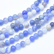 Natural Blue Chalcedony Beads Strands, Dyed, Round, 10mm, Hole: 1.2mm, about 38pcs/strand, 14.9 inch(38cm)(G-G765-30-10mm)