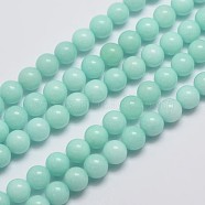 Natural Malaysia Jade Beads Strands, Imitation Amazonite, Round, Dyed, Pale Turquoise, 8mm, Hole: 1mm, about 48pcs/strand, 15 inch(X-G-A146-8mm-B07)