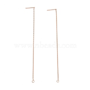 Ion Plating(IP) 304 Stainless Steel Stud Earring Finding, with Hole, Ear Thread, Rose Gold, 109x1x0.4mm, Hole: 1.7mm, Pin: 0.7mm(X-STAS-E161-07RG)