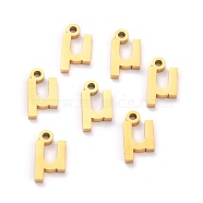 304 Stainless Steel Pendants, Matte Style, Greek Alphabet, Golden Color, Letter.M, Letter.M: 11x6x1.5mm, Hole: 1.5mm(STAS-F267-10M-G)