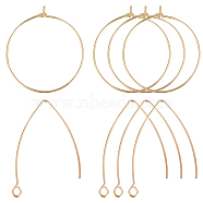 20Pcs Brass Earring Hooks & 20Pcs Hoop Earring Findings, with Horizontal Loops, Real 18K Gold Plated, 34~39.5x22~30x0.8mm, Pim: 0.8mm, 20Pcs/style(KK-BBC0005-42)