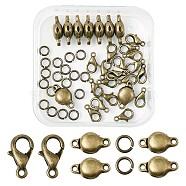 DIY Jewelry Findings, with Brass Magnetic Clasps, Alloy Lobster Claw Clasps and Brass Jump Rings, Antique Bronze, 10x6mm, Hole: 1mm(DIY-TA0001-77AB)