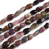 Natural Tourmaline Beads Strands, Tumbled Stone, Nuggets, 10~15x7.5~11.5x7.5~12.5mm, Hole: 1mm, about 36pcs/Strand, 15.67 inch(39.8 cm)(G-D0002-D55)