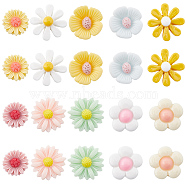 SUNNYCLUE 80Pcs 10 Styles Opaque Resin Cabochons, Flower, Mixed Color, 15~23x15~23x5~8mm, 8pcs/style(CRES-SC0002-65)
