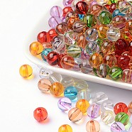 Transparent Acrylic Beads, Round, Mixed Color, about 8mm in diameter, 2mm thick, hole: 1.5mm, about 2000pcs/500g(PL572Y)