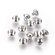 201 Stainless Steel Shank Buttons, Half Round, Stainless Steel Color, 6x5.5mm, Hole: 1.5mm(STAS-G192-13P)