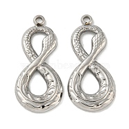 304 Stainless Steel Pendants, Number 8 with Snake Charms, Stainless Steel Color, 25x11.5x2mm, Hole: 1.6mm(STAS-L022-228P)