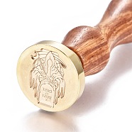 Brass Wax Seal Stamp, with Wooden Handle, for Post Decoration, DIY Card Making, Magic Themed Pattern, Golden, 90x26mm(AJEW-EO44-A02)