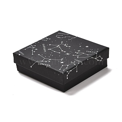 Cardboard Jewelry Packaging Boxes, with Sponge Inside, for Rings, Small Watches, Necklaces, Earrings, Bracelet, Constellation Pattern, 9.3x9.3x3.2cm(CON-B003-01A-01)