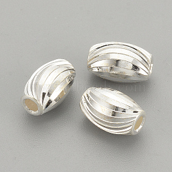 925 Sterling Silver Beads, Oval, Silver, 7x4mm, Hole: 1.5mm(X-STER-S002-17-7x4mm)