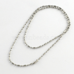 Tarnish Resistant 304 Stainless Steel Ball Chain Necklace Making, Stainless Steel Color, 23.6 inch(60cm)x2.4mm(NJEW-R225-03)