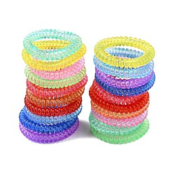 Plastic Telephone Cord Elastic Hair Ties, Ponytail Holder, Transparent Style, Mixed Color, 19~23mm(OHAR-Q044-17)