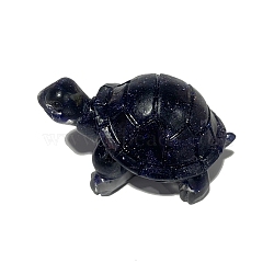 Resin Sea Turtle Display Decoration, with Synthetic Blue Goldstone Chips Inside for Home Office Desk Decoration, 45x30x25mm(PW-WG94316-02)