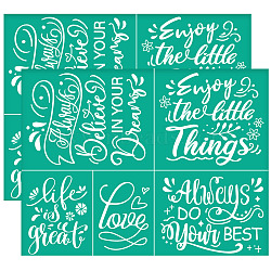 Self-Adhesive Silk Screen Printing Stencils, for Painting on Wood, DIY Decoration T-Shirt Fabric, Turquoise, Word, 220x280mm(DIY-WH0531-004)