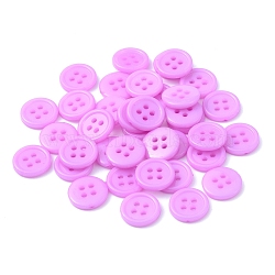Acrylic Sewing Buttons, Plastic Shirt Buttons for Costume Design, 4-Hole, Dyed, Flat Round, Medium Orchid, 12x2mm, Hole: 1mm(BUTT-E076-A-08)