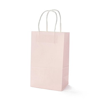 Rectangle Paper Bags, with Handles, for Gift Bags and Shopping Bags, Misty Rose, 21.5x13x7.9cm, Fold: 21.5x13x0.2cm