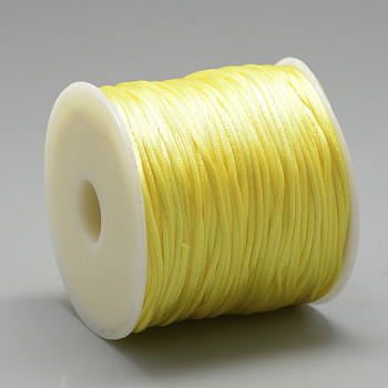 Nylon Thread, Rattail Satin Cord, Yellow, about 1mm, about 76.55 yards(70m)/roll
