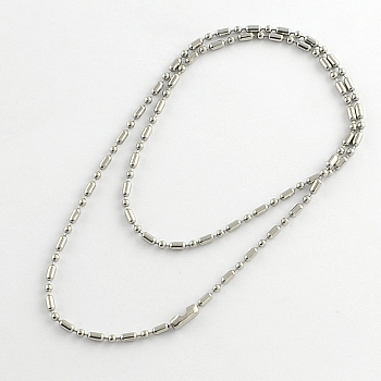 304 Stainless Steel Ball Chain Necklace Making, Stainless Steel Color, 23.6 inch(60cm)x2.4mm