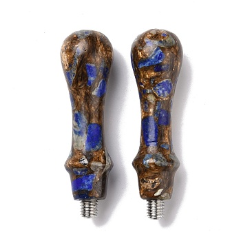 Natural Imperial Jasper Mixed Auriculite Wax Seal Handle, with 201 Stainless Steel Screws, for Wax Seal Stamp Making, Dark Blue, 80~80.5x22mm, Pin: 7.5mm