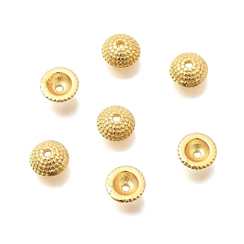 Brass Bead Caps, Half Round, Cadmium Free & Lead Free, Rack Plating, Long-Lasting Plated, Real 24K Gold Plated, 5x2mm, Hole: 0.9mm