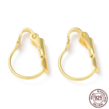 925 Sterling Silver Leverback Earring Findings, Real 18K Gold Plated, 14.5x11x3mm, Hole: 2.5mm, Pin: 0.7mm