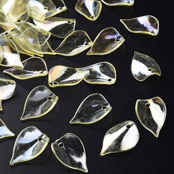 Transparent Acrylic Beads, AB Color, Petal, Champagne Yellow, 21x14x1mm, Hole: 2mm, about 2300pcs/500g