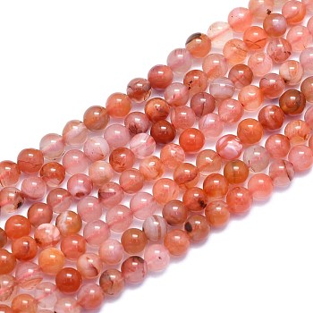 Natural South Red Agate Beads Strands, Round, 6~6.5mm, Hole: 0.8mm, about 60pcs/Strand, 14.96 inch(38cm)