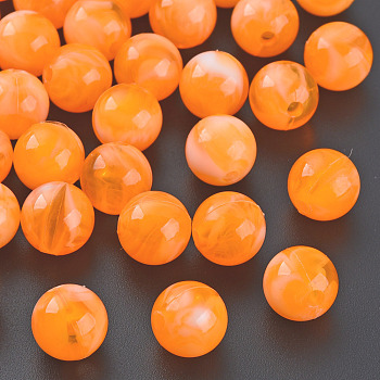 Acrylic Beads, Imitation Gemstone, Round, Dark Orange, 10mm, Hole: 1.6mm, about 1000pcs/500g