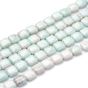 Natural Amazonite Beads Strands, Square, 12x12x6mm, Hole: 1.5mm, about 33pcs/strand, 15.7 inch
