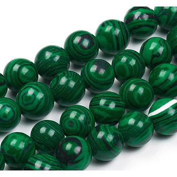 Synthetic Malachite Beads Strands, Round, 14mm, Hole: 1mm, about 28pcs/strand, 15.7 inch(40cm)