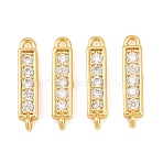 Brass Micro Pave Clear Cubic Zirconia Connector Charms, Rectangle Links, Lead Free & Cadmium Free, Rack Plating, Long-Lasting Plated, Real 18K Gold Plated, 13x3x1mm, Hole: 0.8mm(KK-F927-05G)