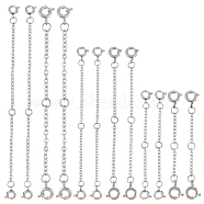 Elite 4 Sets 2 Styles 304 Stainless Steel Spring Ring Clasps, with 304 Stainless Steel Cable Chains, Stainless Steel Color, 50~100mm, 3pcs/set, 2 sets/style(STAS-PH0004-79)