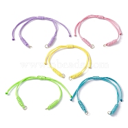 Adjustable Braided Eco-Friendly Korean Waxed Polyester Cord, with 304 Stainless Steel Open Jump Rings, for Link Bracelet Making, Mixed Color, 10-3/8 inch(26.5cm), Hole: 4.5mm(AJEW-JB01204)