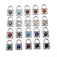 Natural & Synthetic Gemstone Pendants, with Platinum Plated Brass Findings, Lock, Cadmium Free & Lead Free, Mixed Dyed and Undyed, 26.5x16x8mm, Hole: 8.5x9.6mm(G-I321-08P)