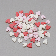 Handmade Polymer Clay Cabochons, Heart, Mixed Color, 4~5x4x0.3~2mm(X-CLAY-Q242-03)