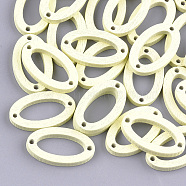 Painted Poplar Wood Links, Oval, Light Yellow, 24.5x15x3mm, Hole: 1.4mm(WOOD-S045-069A)