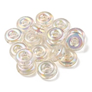 UV Plating Rainbow Iridescent Acrylic Beads, Two Tone Bead in Bead, Flat Round, Clear, 29.5x10.5mm, Hole: 3mm(OACR-P010-17E)