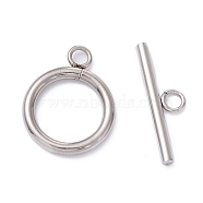 304 Stainless Steel Toggle Clasps, Stainless Steel Color, Ring: 23x18x2.5mm, Hole: 3mm, Bar: 25x7.5x2.5mm, Hole: 3mm(STAS-H380-03P)