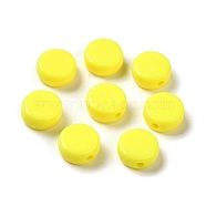 Opaque Acrylic Beads, Flat Round, Yellow, 10x5mm, Hole: 1.8mm, about 1500pcs/500g(MACR-S377-02F)