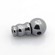 Non-Magnetic Synthetic Hematite 3 Hole Guru Beads, T-Drilled Beads, Black, 15x7mm, Hole: 1~2mm(G-P046-19)