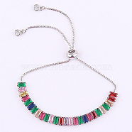 Tennis Bracelet, Platinum Brass Link Chains Slider Bracelet for Women, Colorful, No Size(WG7012-2)