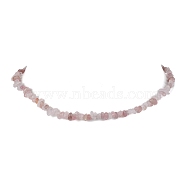 Natural Rose Quartz Chip Beaded Necklace, Stainless Steel Color, 15.94~15.98 inch(40.5~40.6cm)(NJEW-JN04615-03)