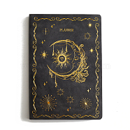 A5 PU Leather Notebook, with Paper Inside, for School Office Supplies, Rectangle with Moon Pattern, Black, 205x140mm(OFST-PW0014-15A)